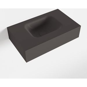 MONDIAZ LEX Dark_grey vrijhangende solid surface wastafel 50cm. Positie wasbak midden