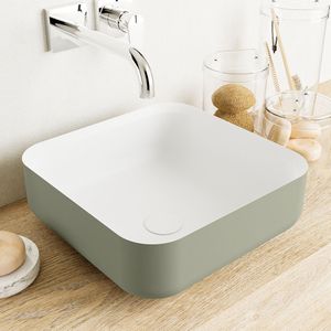 Mondiaz - Binx Waskom - Vierkant - Army/Talc - Solid Surface
