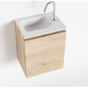 MONDIAZ OLAN 40cm toiletmeubel washed_oak. LEX wastafel talc links 1 kraangat