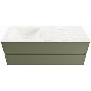 Mondiaz vica-dlux 130 cm badmeubel onderkast army 2 lades. Inbouw wastafel cloud links 1 kraangat, kleur ostra.