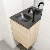 Mondiaz olan 40 cm toiletmeubel washed_oak. Lex wastafel urban links 1 kraangat