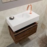 MONDIAZ ANDOR Toiletmeubel - 60x30x30cm - 1 kraangat - 1 lades - dark brown mat - wasbak midden - Solid surface - Wit FK75343396