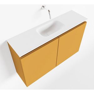 Mondiaz ture 80 cm toiletmeubel ocher. Eden wastafel talc midden geen kraangat