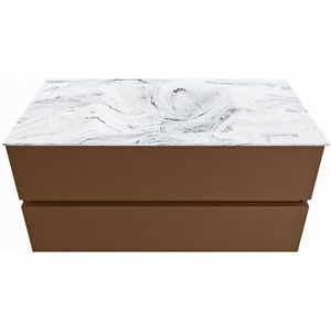Mondiaz vica-dlux 100 cm badmeubel onderkast rust 2 lades. Inbouw wastafel cloud midden 1 kraangat, kleur glace.