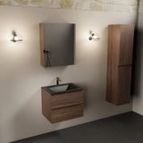 MONDIAZ AIVY 60cm badmeubel Mocha, wastafel Urban solid surface midden 1 kraangat met spiegelkast (AI-351111URBAN-SI - AI-M60MOMI - AI-C60MOMI)