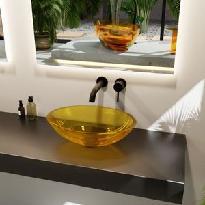 Mondiaz zoi waskom transparant 50 cm kleur gold