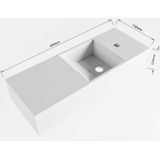 Fontein mondiaz tyne 60 cm solid surface positie recht 1 kraangat urban