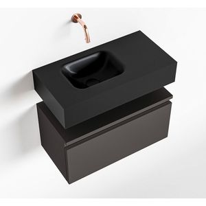 Mondiaz andor 60 cm toiletmeubel dark grey. Lex 60 cm wastafel urban links geen kraangat