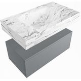 Mondiaz Alan DLux badmeubel 80cm plata 1 lade met wastafel glace midden 1 kraangat