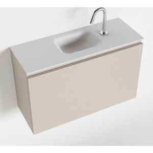 Mondiaz Olan 80cm toiletmeubel linen met wastafel talc midden 1 kraangat