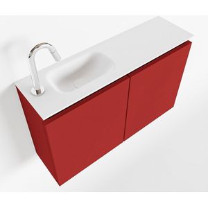 MONDIAZ TURE 80cm toiletmeubel fire. EDEN wastafel talc links 1 kraangat