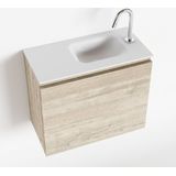 Mondiaz Olan 60cm toiletmeubel light brown grey met wastafel talc rechts 1 kraangat