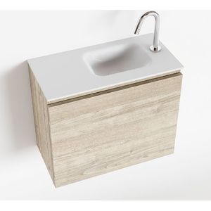 Mondiaz Olan 60cm toiletmeubel light brown grey met wastafel talc rechts 1 kraangat