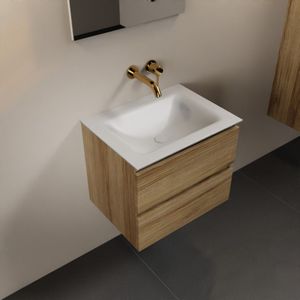 MONDIAZ AIVY 60cm badmeubel Chai, wastafel Talc solid surface midden zonder kraangat (AI-351111TALC-NO - AI-M60CHMI)