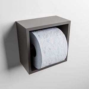 Mondiaz easy toiletrolhouder cube 160 solid surface 16x8,6 cm kleur dark grey. Geschikt voor op en inbouw.