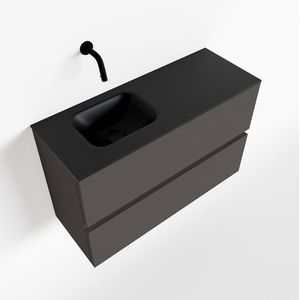 MONDIAZ ADA 80cm toiletmeubel dark grey. LEX wastafel urban links zonder kraangat