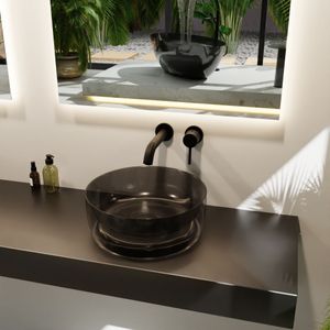 Mondiaz jewel waskom transparant 40 cm kleur black