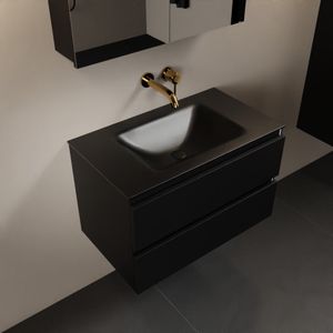 Mondiaz aivy 80 cm badmeubel urban, wastafel urban solid surface midden zonder kraangat met spiegelkast