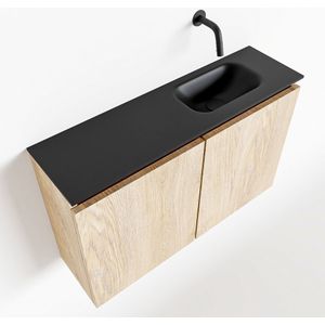 MONDIAZ TURE 80cm toiletmeubel washed oak. EDEN wastafel urban rechts geen kraangat