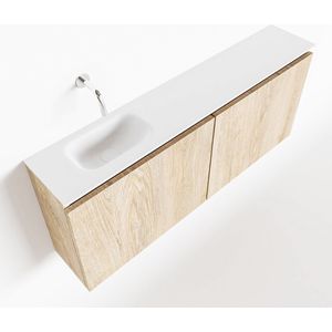 Mondiaz ture 120 cm toiletmeubel washed oak. Eden wastafel talc links geen kraangat