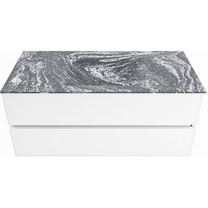 Mondiaz vica-dlux 110 cm badmeubel onderkast talc 2 lades. Inbouw wastafel cloud midden 1 kraangat, kleur lava.