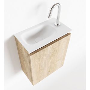 Mondiaz Ture 40cm toiletmeubel washed oak met wastafel talc links 1 kraangat