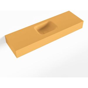Mondiaz lex ocher vrijhangende solid surface wastafel 100 cm. Positie wasbak midden