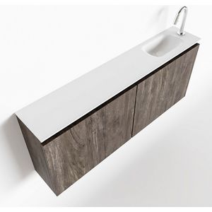 MONDIAZ TURE 120cm toiletmeubel dark brown. EDEN wastafel talc rechts 1 kraangat