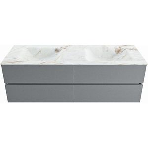 MONDIAZ VICA-DLUX 150cm badmeubel onderkast Plata 4 lades. Inbouw wastafel CLOUD dubbel 2 kraangaten, kleur Frappe.