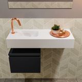 MONDIAZ ANDOR Toiletmeubel - 80x30x30cm - 1 kraangat - 1 lades - urban mat - wasbak links - Solid surface - Wit FK75343809