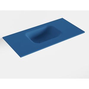 Mondiaz lex jeans solid surface inleg wastafel voor toiletmeubel 60 cm. Positie wasbak midden