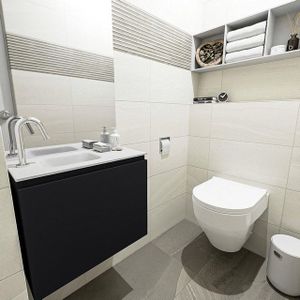 Mondiaz olan 60 cm toiletmeubel urban. Lex wastafel talc links 1 kraangat