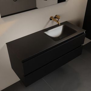 Mondiaz Aivy badmeubelset - 120x45x50cm - 0 kraangaten - 1 wasbak urban Solid surface - Rechts - 2 lades - Met spiegel - MDF Urban AIVY80265