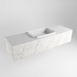 Mondiaz Erin 150cm badmeubel Carrara met 1 lade en witte wastafel midden 1 kraangat