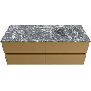 MONDIAZ VICA-DLUX 130cm badmeubel onderkast Oro 4 lades. Inbouw wastafel CLOUD rechts zonder kraangat, kleur Lava.