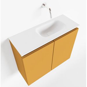 Mondiaz Ture 60cm toiletmeubel ocher met wastafel talc rechts geen kraangat