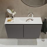 Mondiaz ture 80 cm toiletmeubel dark grey. Eden wastafel talc midden 1 kraangat