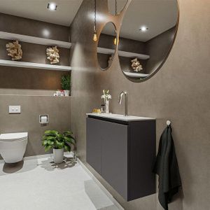 Mondiaz ture 80 cm toiletmeubel dark grey. Eden wastafel talc midden 1 kraangat