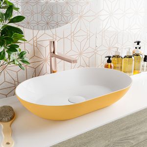 Mondiaz onni waskom solid surface 55 cm kleur ocher /talc