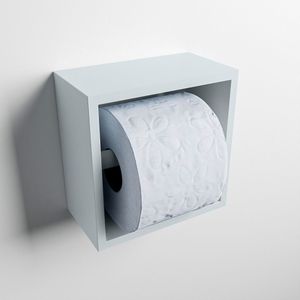 Mondiaz easy toiletrolhouder cube 160 solid surface 16x8,6 cm kleur clay. Geschikt voor op en inbouw.