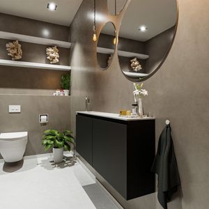 Mondiaz ture 120 cm toiletmeubel urban. Eden wastafel talc links 1 kraangat