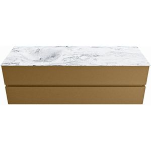 MONDIAZ VICA-DLUX 150cm badmeubel onderkast Oro 2 lades. Inbouw wastafel CLOUD links zonder kraangat, kleur Glace.