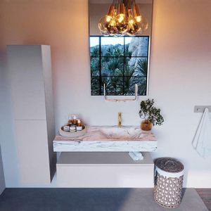 Mondiaz Alan DLux badmeubel 110cm cale 1 lade met wastafel glace rechts 1 kraangat