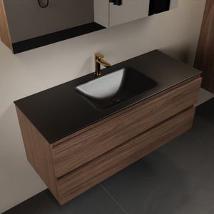 MONDIAZ AIVY 120cm badmeubel Mocha, wastafel Urban solid surface midden 1 kraangat met spiegelkast (AI-351621URBAN-SI - AI-M120MOMI - AI-C120MOMI)