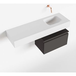 MONDIAZ ANDOR 50cm toiletmeubel dark grey. LEX 100cm wastafel talc rechts geen kraangat