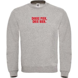 Foute kersttrui grijs XL - Dikke piek, drie bier - Rood glitter - soBAD. | Kersttrui soBAD. | kerstsweaters volwassenen | kerst hoodie volwassenen | Kerst outfit | Foute kerst truien