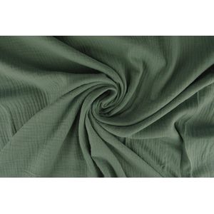 10 meter mousseline stof op rol - Oud groen - 135cm breed - Double gauze op rol