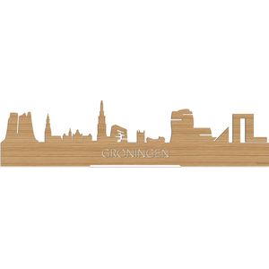 Standing Skyline Groningen Bamboe hout - 60 cm - Woondecoratie design - Decoratie om neer te zetten en om op te hangen - Meer steden beschikbaar - Cadeau voor hem - Cadeau voor haar - Jubileum - Verjaardag - Housewarming - Interieur - WoodWideCities