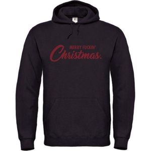 Foute kersttrui hoodie zwart L - Merry fuckin' Christmas - Rood - soBAD. | Kersttrui soBAD. | kerstsweaters volwassenen | kerst hoodie volwassenen | Kerst outfit | Foute kerst truien