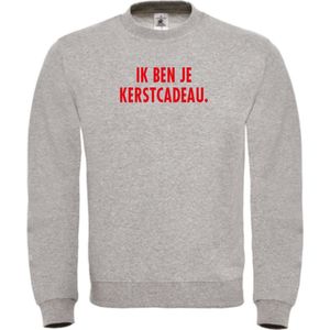 Foute kersttrui grijs XL - Ik ben je kerstcadeau - rood - soBAD. | Kersttrui soBAD. | kerstsweaters volwassenen | kerst hoodie volwassenen | Kerst outfit | Foute kerst truien